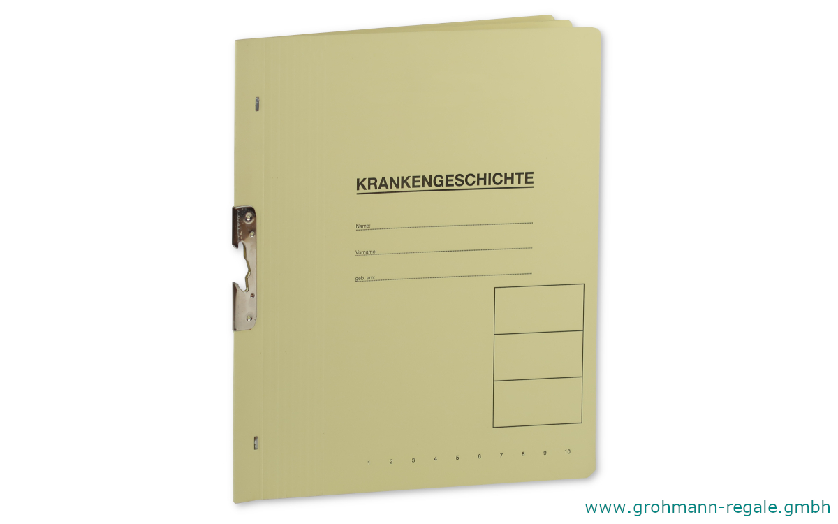 Sonderanfertigung - Patientenakte, Krankengeschichte, Z-Beschlaghefter mit 4-tlg. Register - Außenansicht 1